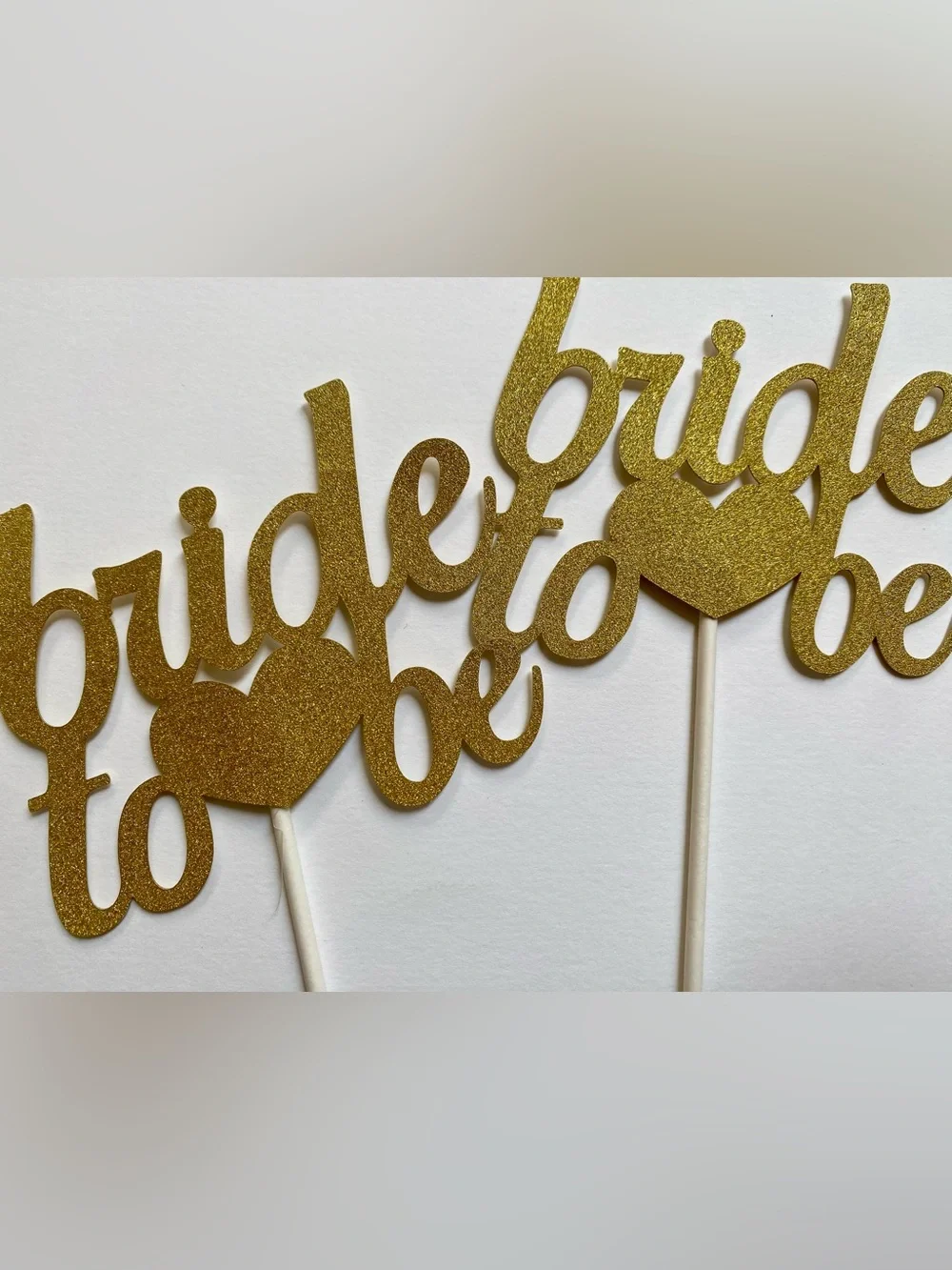 2 Bride to Be Gold Glitter Cake Toppers